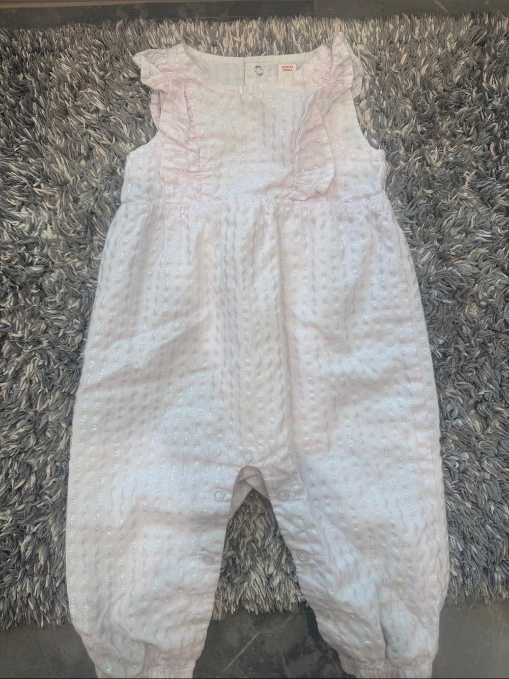 Cat & Jack Light Pink Textured Romper with Ruffles